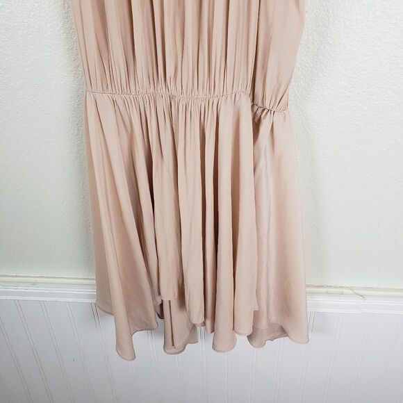 Women's Designer Light Pale Pink Cold Off the Shoulders Drop Waist Dress Size SM - Picture 6 of 12